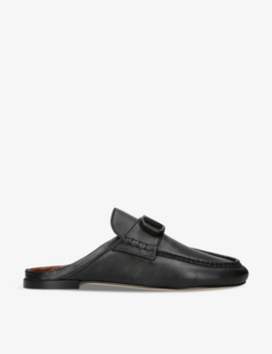 Shop Valentino Garavani Men's Black Vlogo Backless Leather Mules