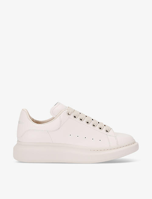 ALEXANDER MCQUEEN: Mono Show brand-foiled leather low-top trainers