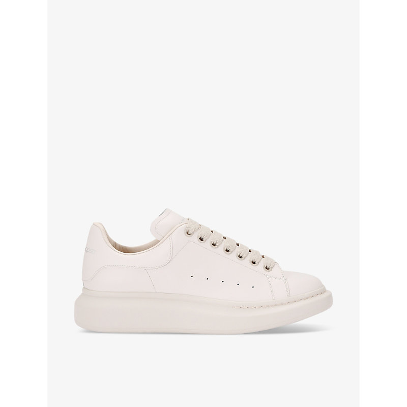 Alexander Mcqueen Mens Cream Mono Show Brand-foiled Leather Low-top Trainers
