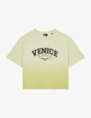 Shop The Kooples Women's Bright Yellow 'venice'-print Relaxed-fit Cotton T-shirt