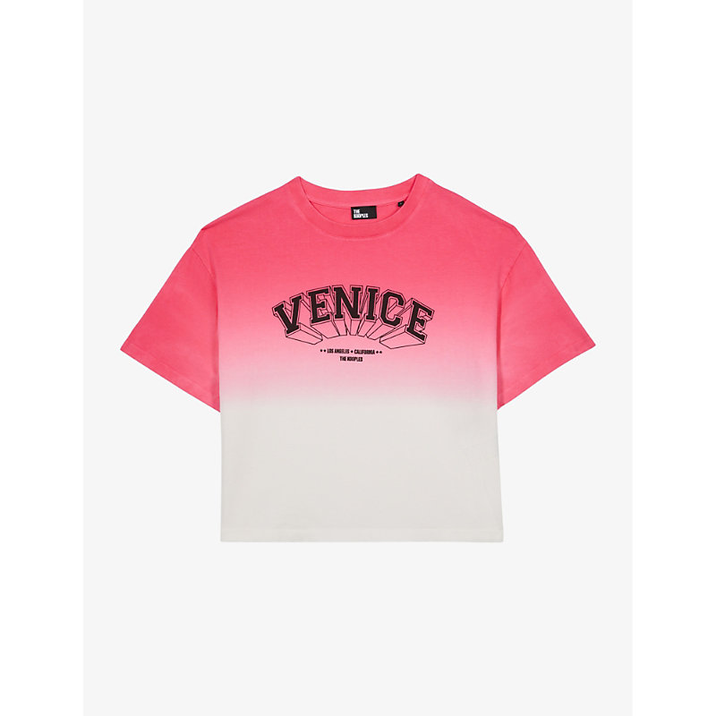 Shop The Kooples Womens Retro Pink Graphic-print Tie-dye Cotton T-shirt