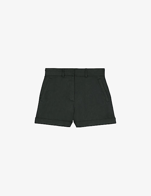 THE KOOPLES: Turn-up high-rise linen-blend shorts