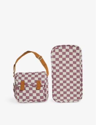 OLLI ELLA: Carrie convertible checked cotton doll changing set 20.5cm