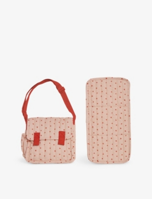 OLLI ELLA: Carrie polka-dot convertible cotton doll changing set 20.5cm