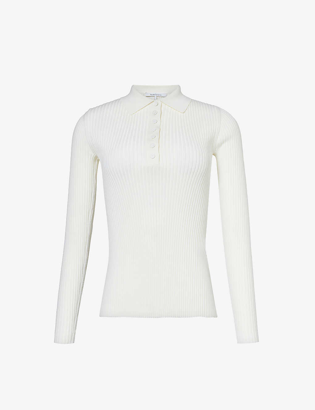 None Womens Off White Collared Slim-fit Silk And Cotton-blend Polo Shirt