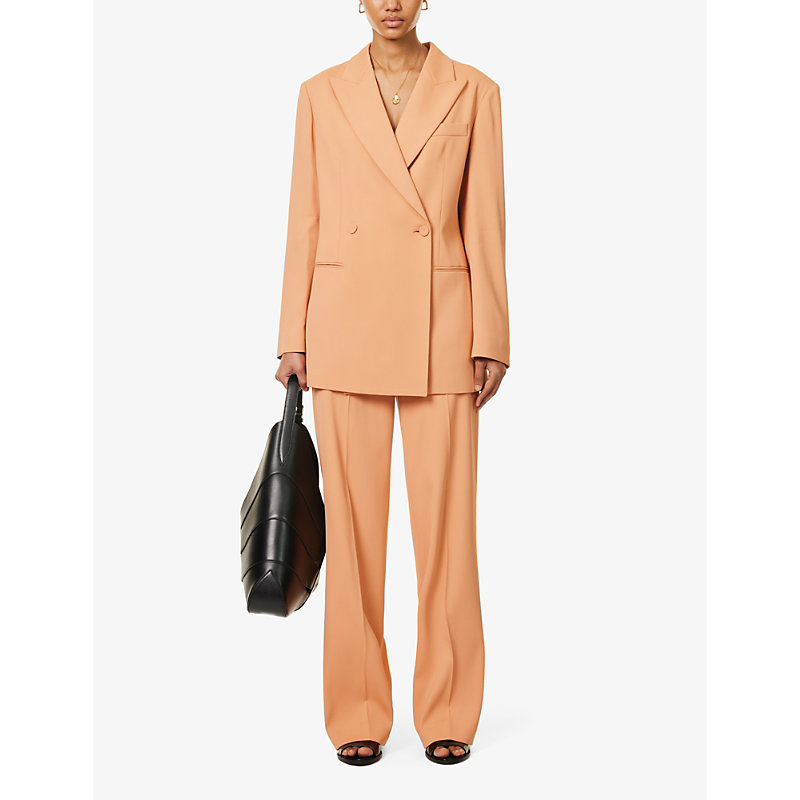 Shop Another Tomorrow Womens Clay Fluid Straight-leg High-rise Stretch-woven Trousers