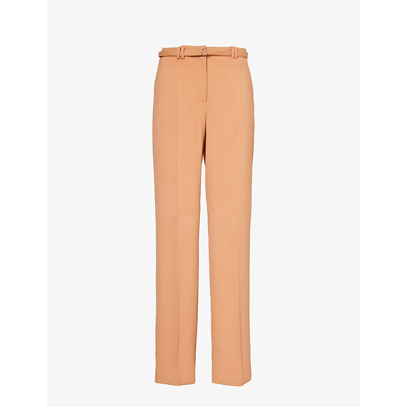 Shop Another Tomorrow Women's Clay Fluid Straight-leg High-rise Stretch-woven Trousers