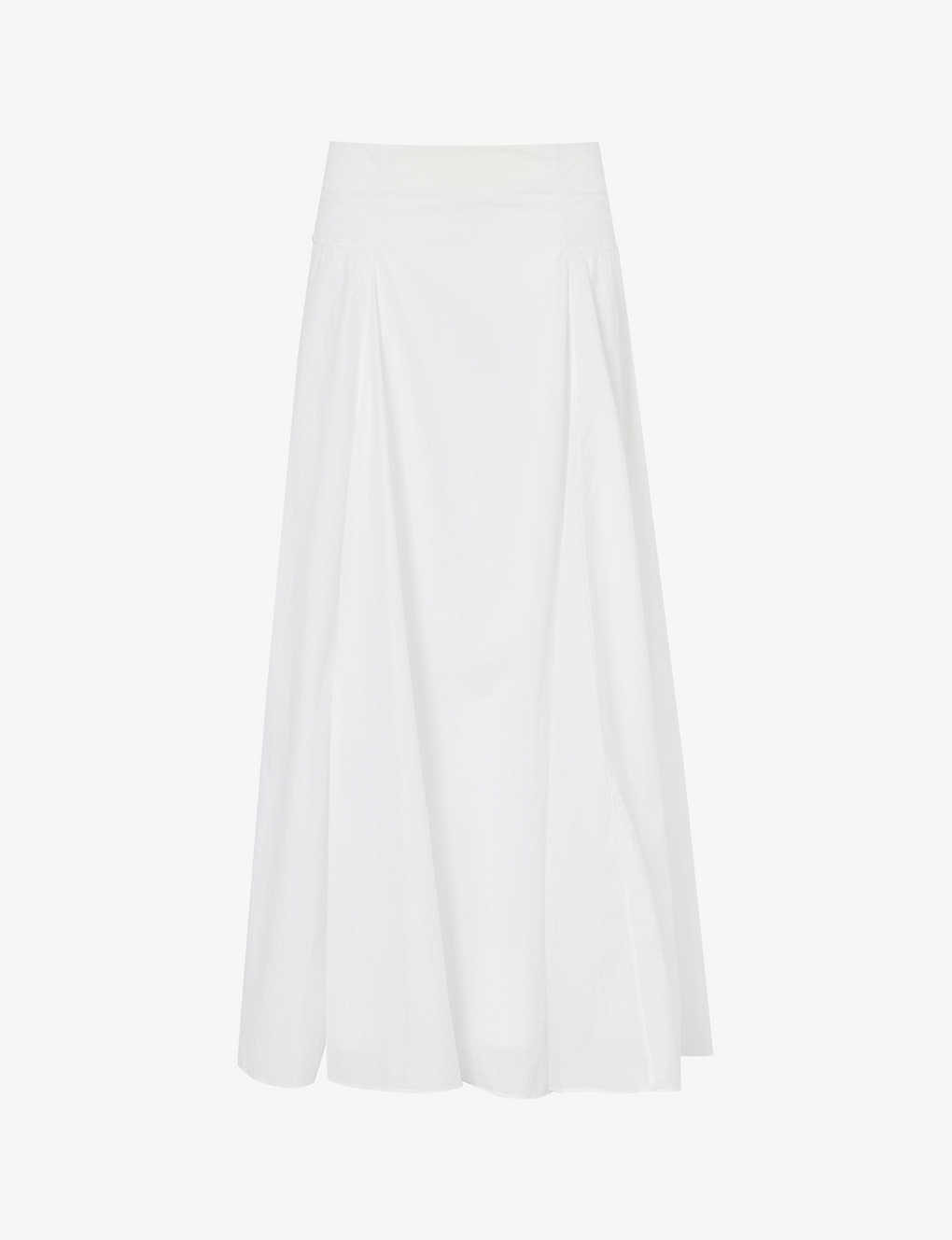 None Womens Off White Flared Mid-rise Woven Midi Skirt