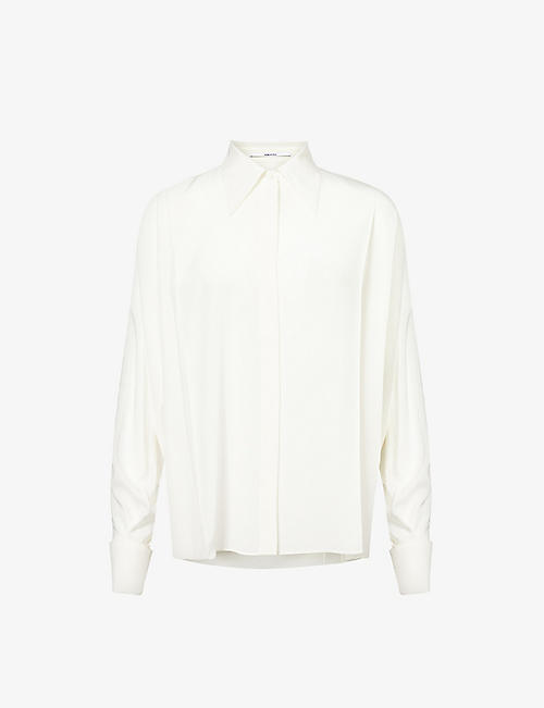 ANOTHER TOMORROW: Convertible long-sleeve silk shirt