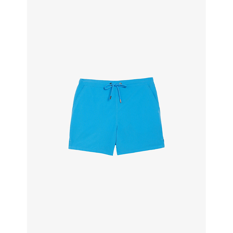 Ted Baker Mens Brt-blue Colne Textured-weave Woven Swim Shorts