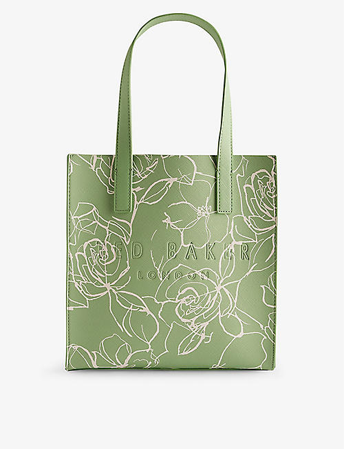 TED BAKER: Linecon linear-floral small icon faux-leather tote