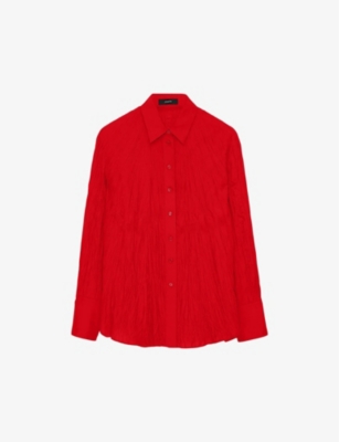 Shop Joseph Women's Crimson Bercy Relaxed-fit Textured Silk Blouse