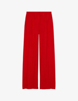 Shop Joseph Women's Crimson Thoresby High-rise Pleated Silk Trousers