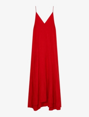 Shop Joseph Daniele V-neck Tie-waist Silk Maxi Dress In Crimson