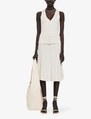 Shop Joseph Women's Ivory V-neck Sleeveless Stretch Linen-blend Vest