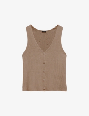 JOSEPH: V-neck sleeveless stretch linen-blend vest