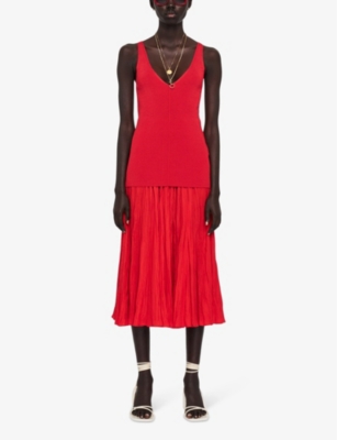 Shop Joseph Women's Crimson V-neck Slim-fit Ribbed Stretch-knit Tank