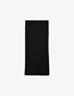 Shop Joseph Women's Black Wide-rib Mid-rise Knitted Midi Skirt