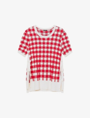 Shop Joseph Women's Crimson Combo Vichy Gingham Jacquard Top