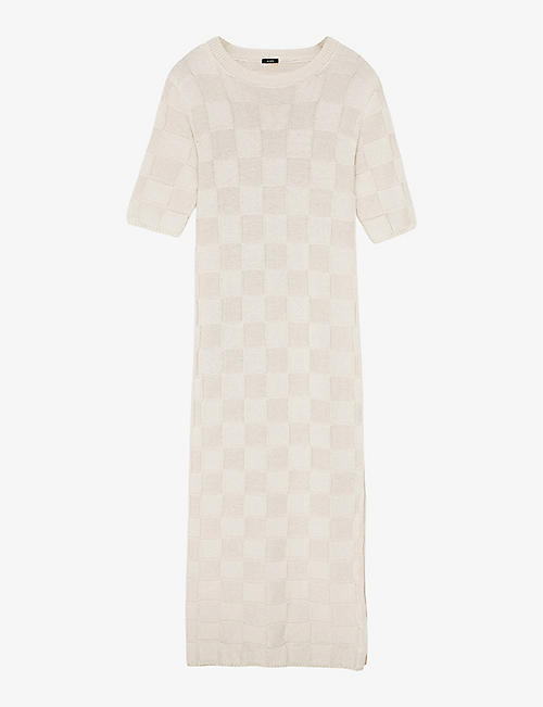 JOSEPH: Vichy slim-fit textured silk and cotton-blend maxi dress