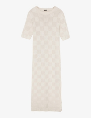 Shop Joseph Women's Papyrus Vichy Slim-fit Textured Silk And Cotton-blend Maxi Dress