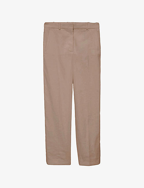 JOSEPH: Trina straight-leg high-rise stretch-cotton trousers