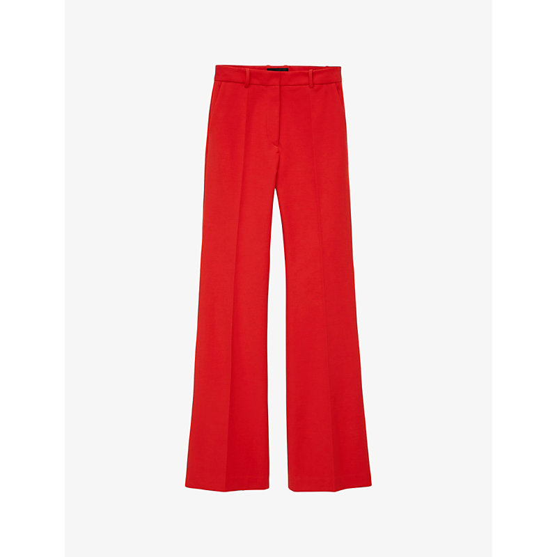 Shop Joseph Women's Crimson Bi-stretch Flared-leg Mid-rise Stretch-cotton Trousers