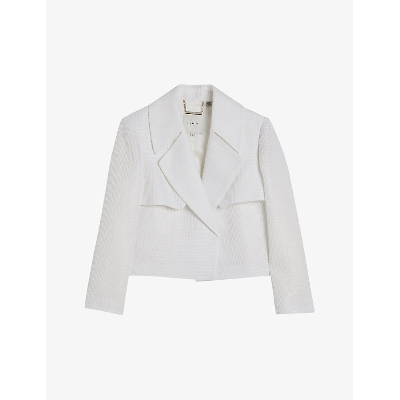 Shop Ted Baker Women's White Shiroi Textured-weave Woven Jacket