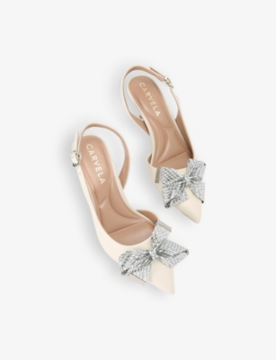 CARVELA: Regal bow-embellished heeled leather slingbacks