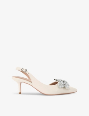 CARVELA: Regal bow-embellished heeled leather slingbacks