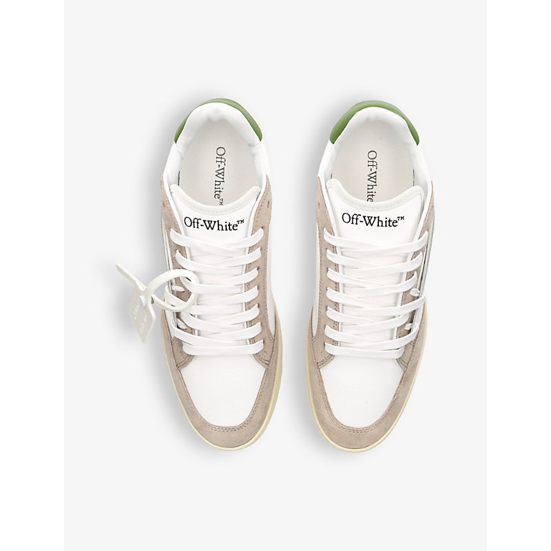 Shop Off-white C/o Virgil Abloh Men's Green Oth 5.0 Panelled Leather And Woven Low-top Low-top Trainers
