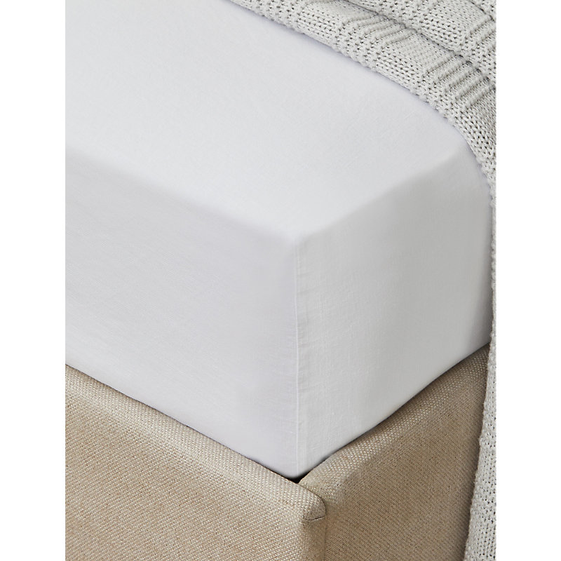 Shop The White Company White Savoy Deep Fitted Cotton Sheet