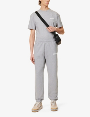 Shop Jacquemus Men's Grey Le Jogging Tapered-leg Organic Cotton-jersey Jogging Bottoms