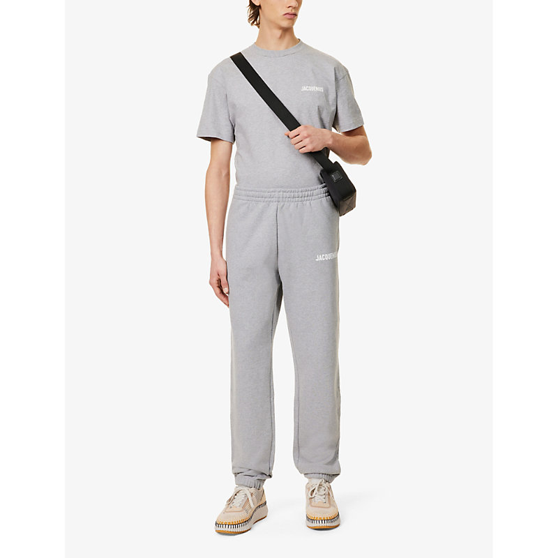 Shop Jacquemus Le Jogging Tapered-leg Organic Cotton-jersey Jogging Bottoms In Grey