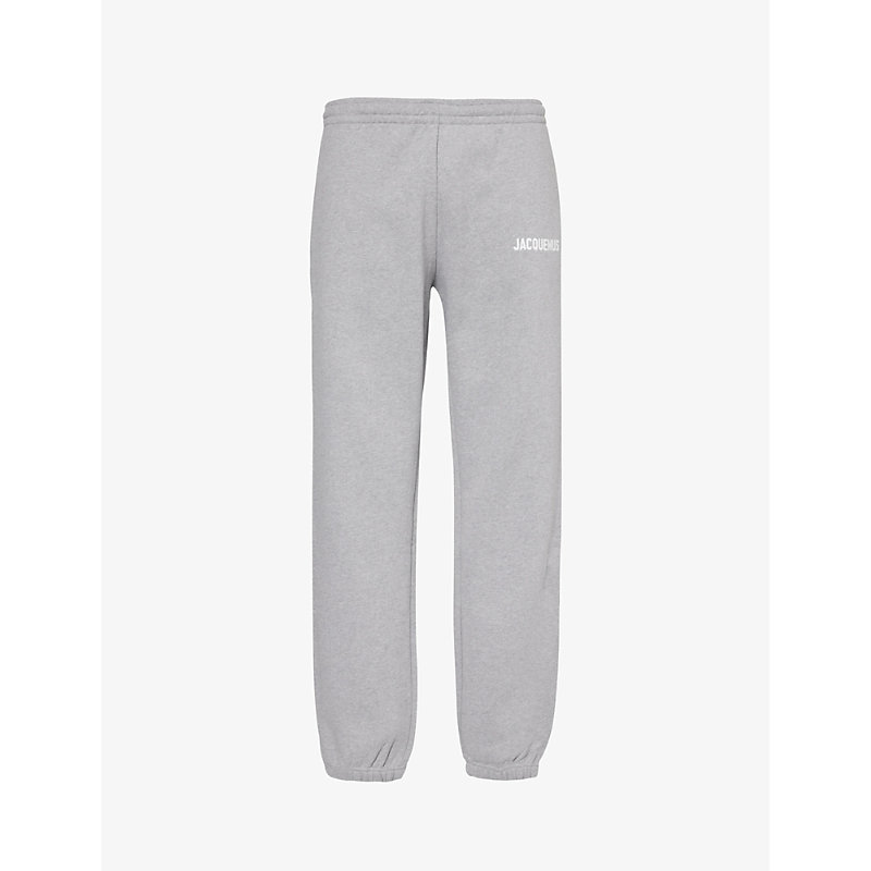 Shop Jacquemus Le Jogging Tapered-leg Organic Cotton-jersey Jogging Bottoms In Grey