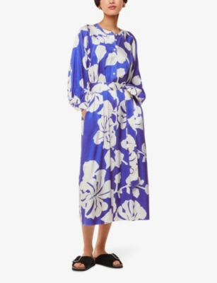 Shop Whistles Women's Multi-coloured Mable Graphic-print Woven Midi Dress