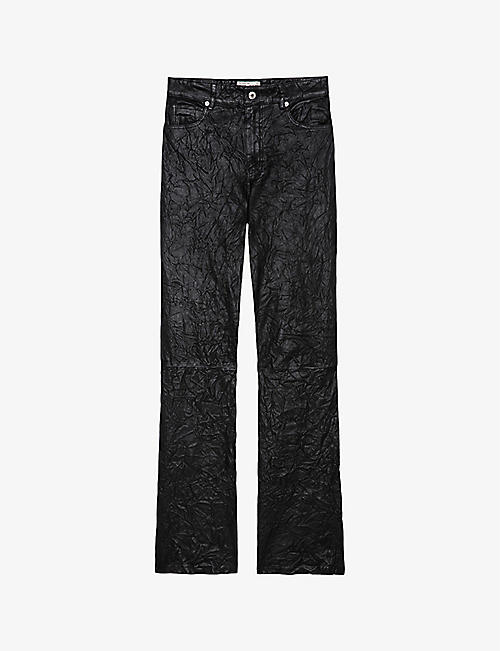 ZADIG&VOLTAIRE: Evy crinkled high-rise leather trousers