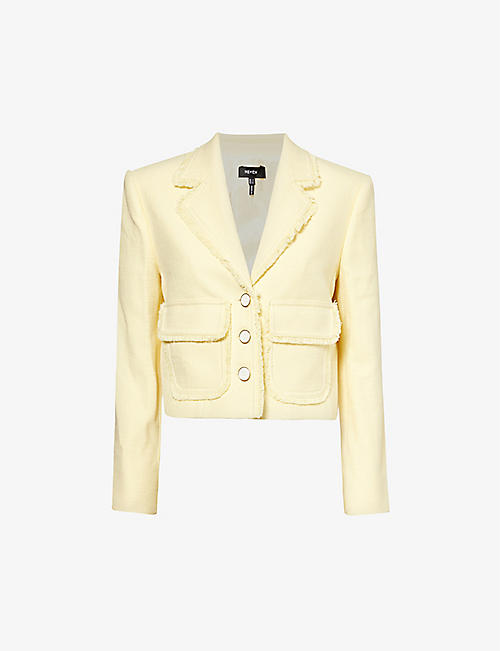 ME AND EM: Textured cropped stretch cotton-blend jacket