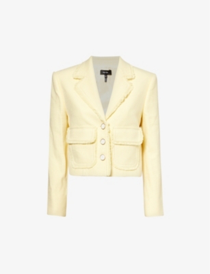 Shop Me And Em Women's Custard Textured Cropped Stretch Cotton-blend Jacket