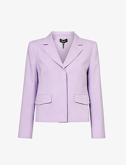 ME AND EM: Boxy-fit padded-shoulders stretch-woven blazer