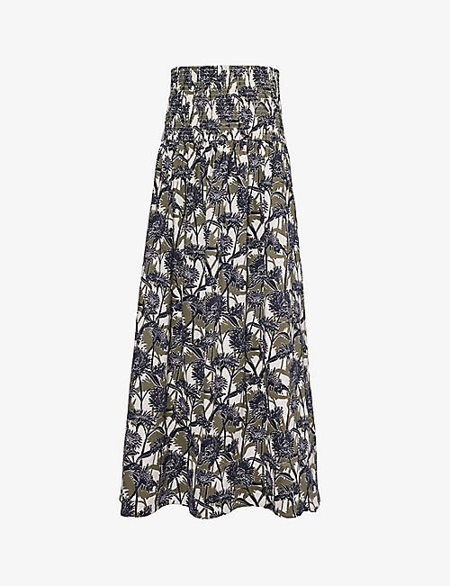 ME AND EM: Aster printed high-rise cotton maxi skirt