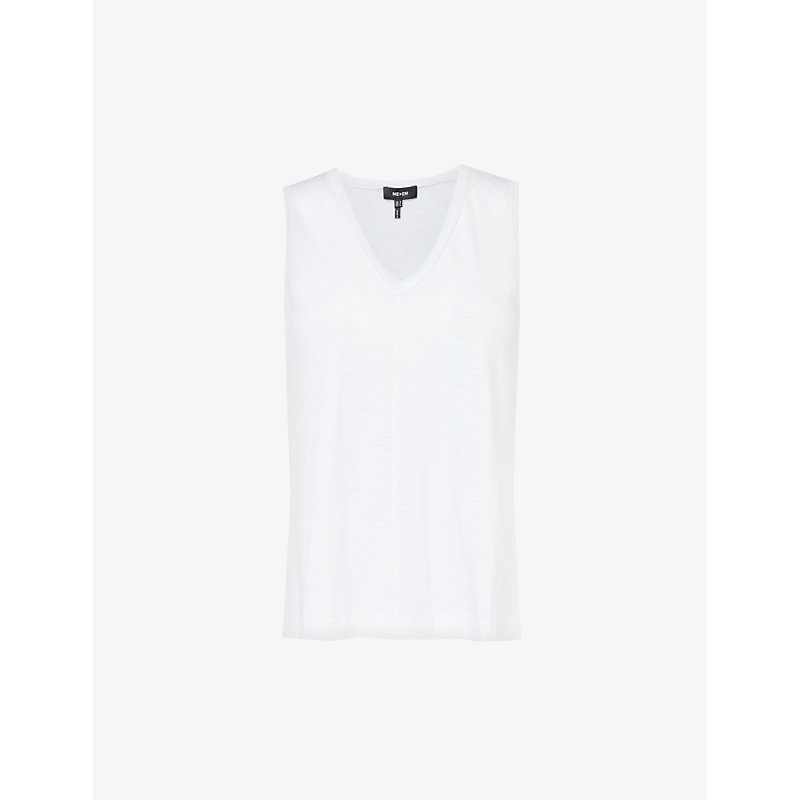 Shop Me And Em Women's Fresh White Marl-weave V-neck Cotton-jersey T-shirt