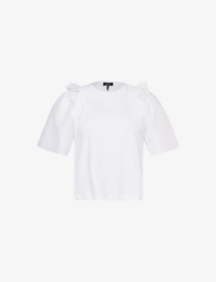 Shop Me And Em Women's Fresh White Ruffle-trim Cotton-jersey Top