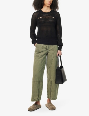 Shop Me And Em Women's Light Khaki Zip-cuffs Wide-leg High-rise Cotton Trousers