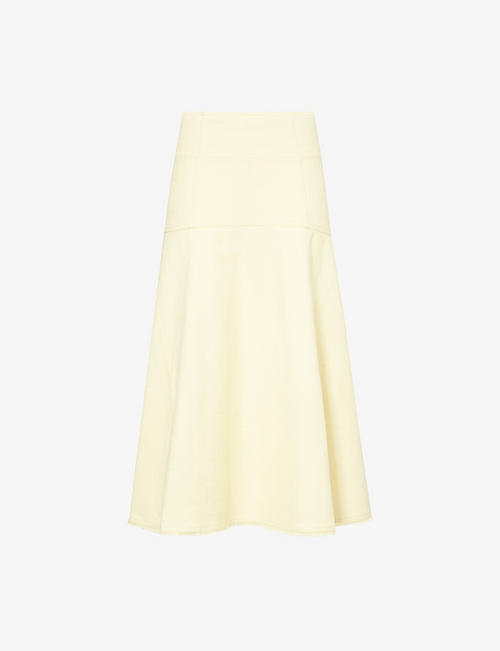 ME AND EM: Textured tiered cotton-blend midi skirt