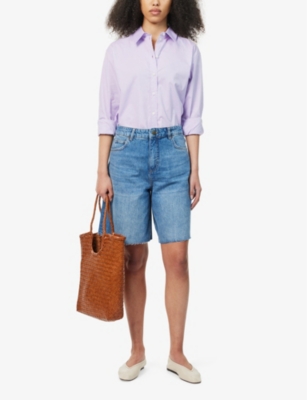 Shop Me And Em Women's Lilac Boyfriend Relaxed-fit Cotton-poplin Shirt