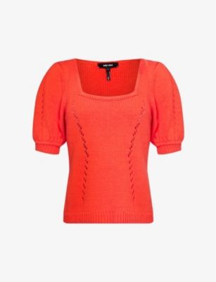 Shop Me And Em Women's Tulip Red Square-neck Cotton-knit Jumper