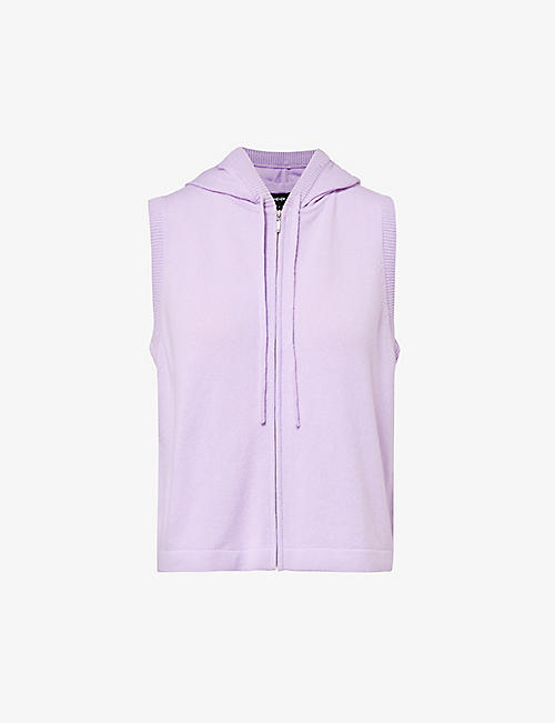 ME AND EM: Sleeveless zip-through cashmere-knit hoody