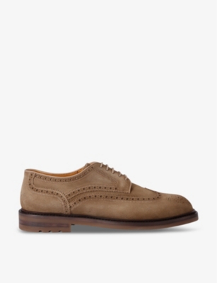 Shop Magnanni Flex Carbone Suede Low-top Derby Shoes In Taupe