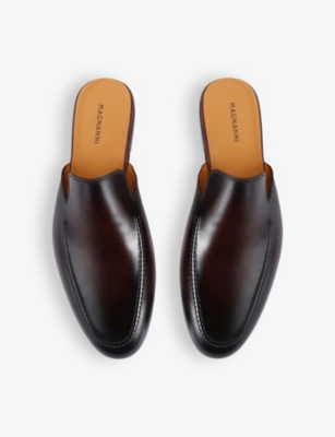 Magnanni Leather Suela Mules In Dark Brown